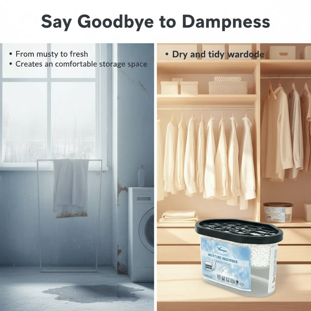 Véraque Portable Moisture Absorber Box, Fragrance-Free Dehumidifier for Bathroom, Closet, Car, Kitchen & Small Spaces — Efficient Humidity Control & Odor-Free Freshness