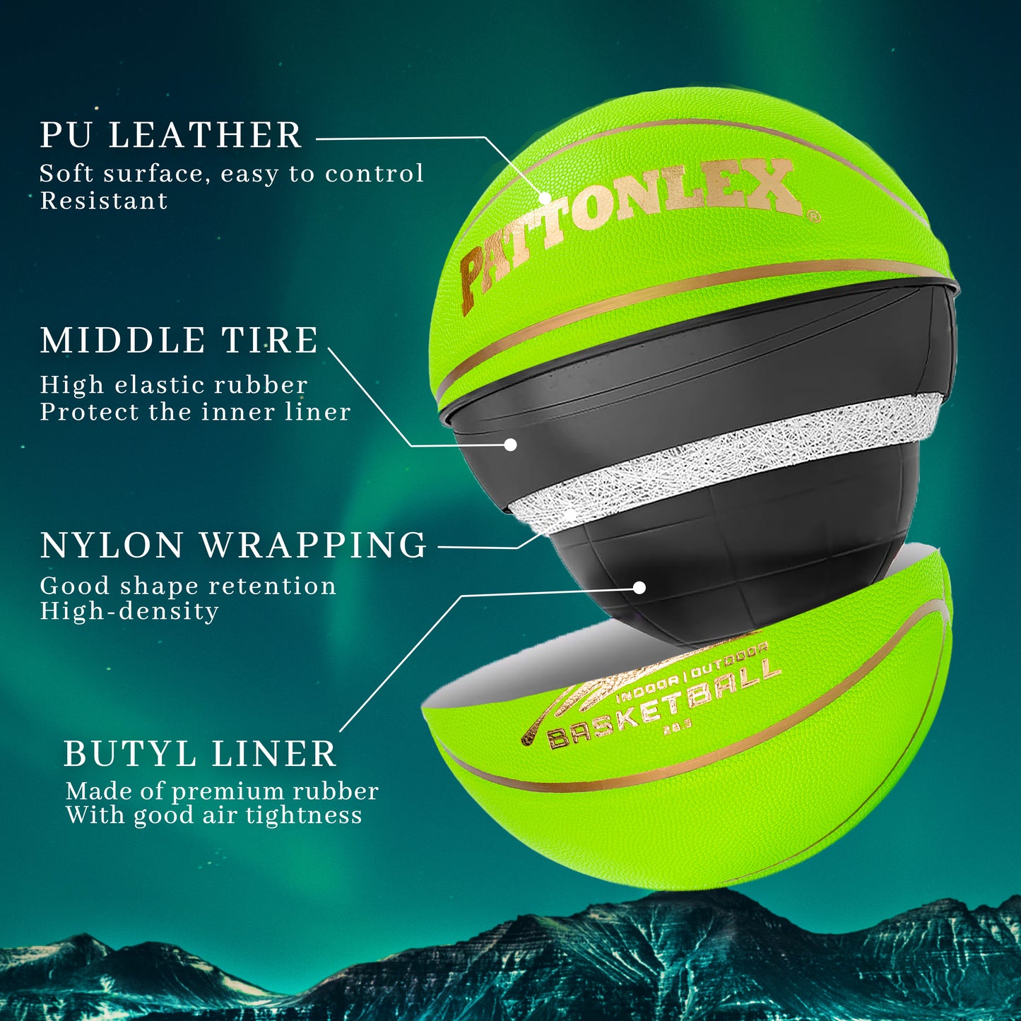 ANGEL-A600 Glod-`Green Basketball Indoor/Outdoor