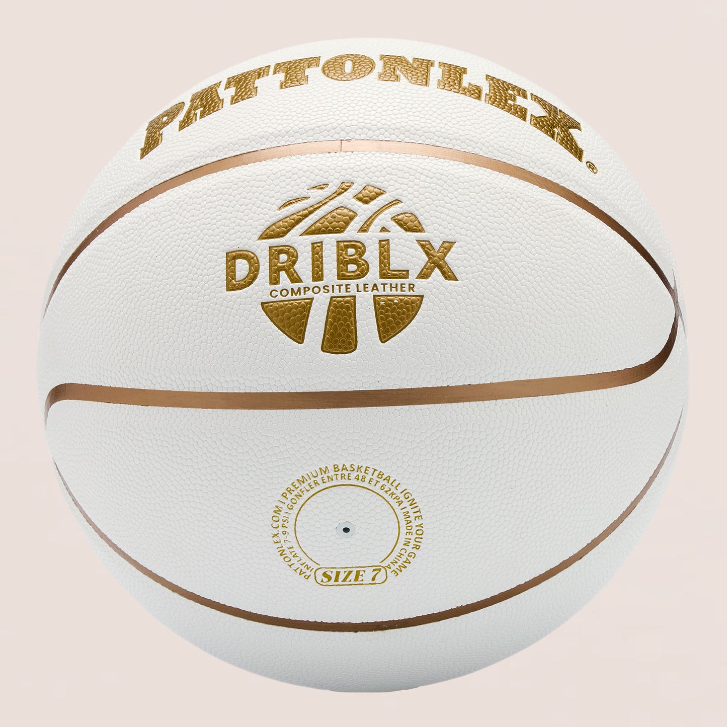 DRIBLX White/Glod Basketball - Official Size